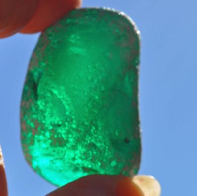Color and shape of this big green sea glass