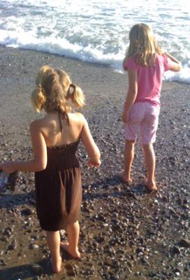 Kids looking for sea glass