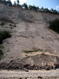 Erosion of land containing dumped materials