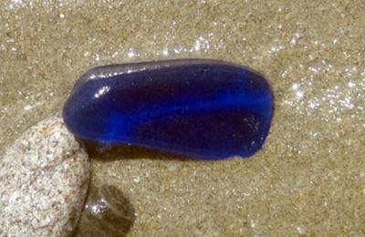 Cobalt Sea Glass another angle on beach