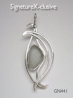 Sea glass pendant grey california