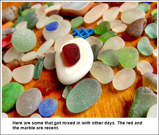 sea glass finds good day at Huanchaco Beach, Peru