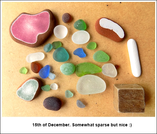 sea glass finds good day at Huanchaco Beach, Peru