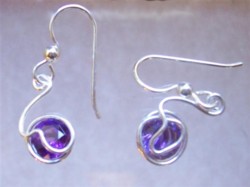 Amethyst sterling silver wire wrapped earrings