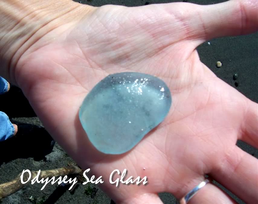 Huge Blue Sea Glass on Beach