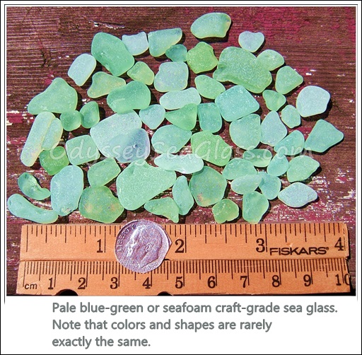 Pale blue-green or seafoam craft-grade sea glass