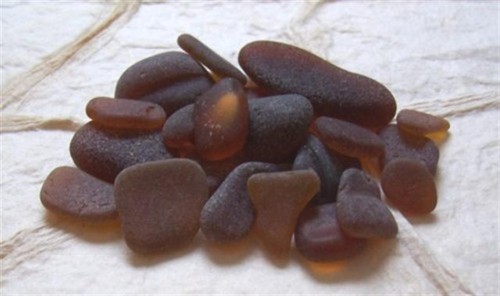 Nicely-tumbled and Frosted Brown Sea Glass