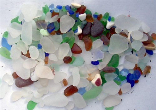 Here is the sea glass we collected in the first hour.