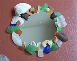 Gluing sea glass to mirror