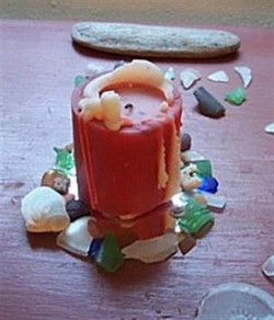 Sea Glass Mirror with candle