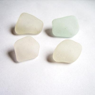 Lot of Loose Patterned Sea Glass Pieces From Scotland Scottish Beach  Seaglass Light Seafoam Green & White RTH 