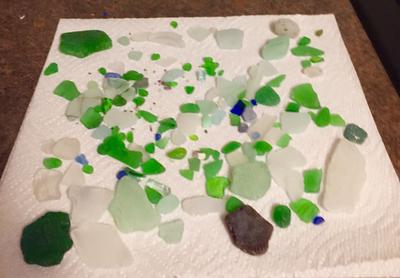 My collection from a 1 1/2 hours of sea glass picking.