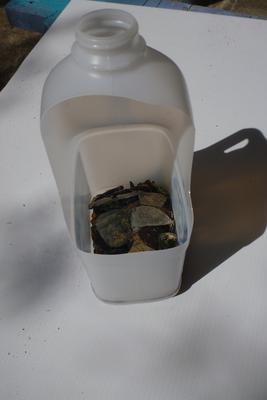modified milk bottle for collecting sea glass