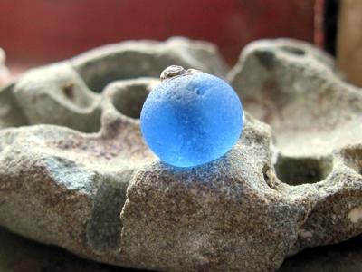 Blue Real Sea Glass Bead