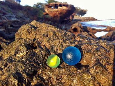Blue & Yellow Makes Green... with Envy - Sea Glass Marbles 