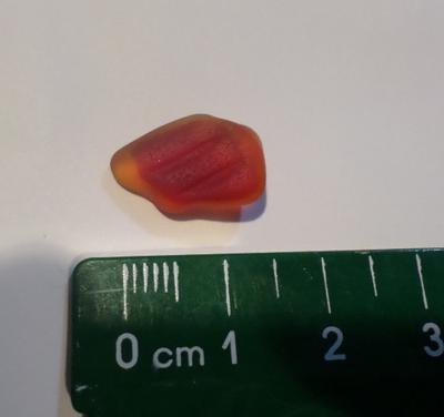 1 - Brown sea glass with red layer and grooves