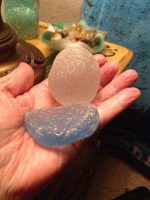 Large pieces appear to be real sea glass