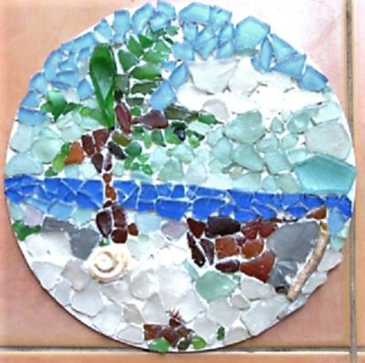 A mix of sea glass and bought mosaic glass 