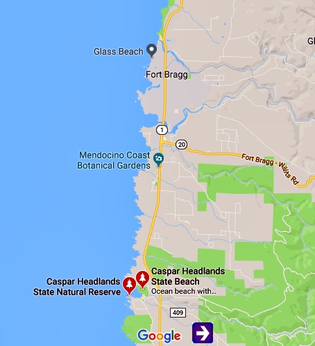 map caspar fort bragg coast california for sea glass