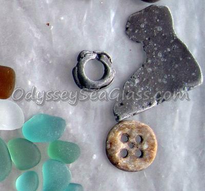 Old brownish beach button, although not sea glass, is a really nice find!