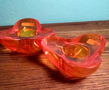 orange glass candleholders