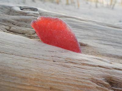 Red Sandwiched Sea Glass