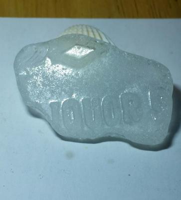 White sea glass with letters