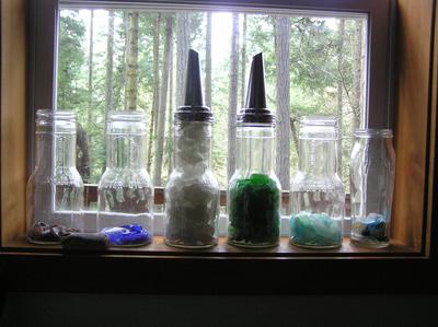 Windowsill sea glass