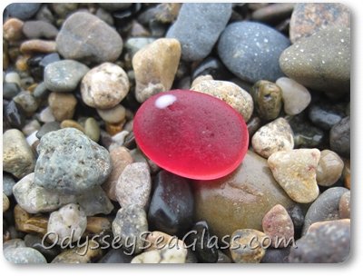 Multi Red and White Sea Glass Peru