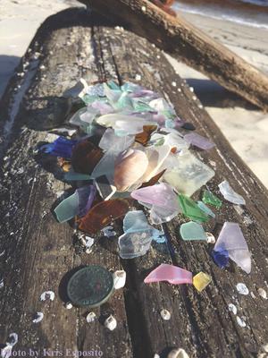 Pink Glass & Old Coins