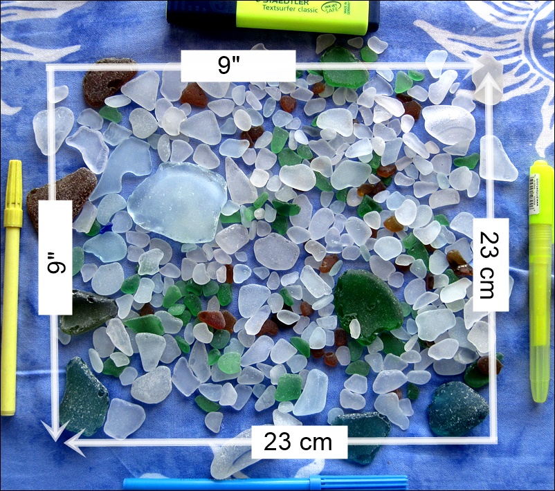 1 pd of sea glass covers 81 sq inches