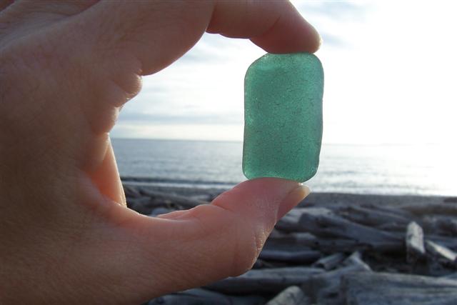Large piece of teal beach glass