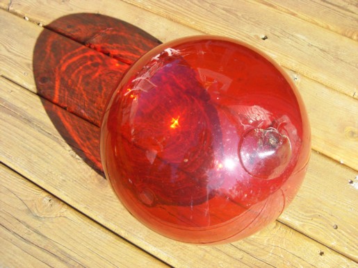 This is probably my very rarest Glass Float. This is a Orange Basketball sized Japanese Long Line Tuna float found just South of the Boy Scout Camp on Sandlake Beach, South of Cape Lookout State Park.