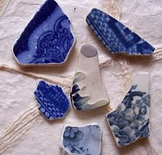 Blue Pottery Shards - Chesapeake Bay