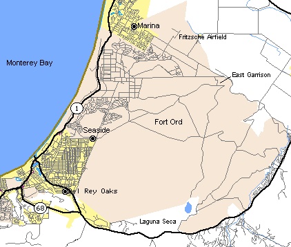 Map of the area covered by Fort Ord, California