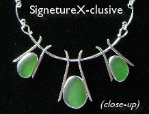 Green Sea Glass Trio Necklace*