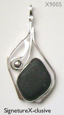 Black Sea glass pendant