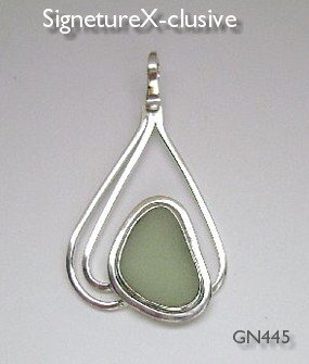 Sea glass pendant vaseline glass