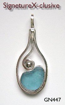 Sea glass pendant blue california