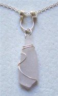Lavender sea glass sterling silver wire wrapped pendant