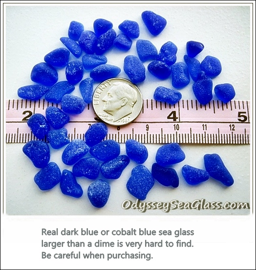 Real dark blue or Cobalt blue sea glass