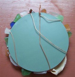 Sea Glass Mirror Back Wrap Wire