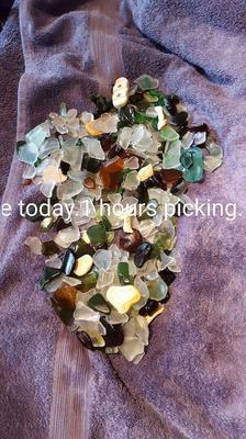 lovely sea glass haul,with some pottery.