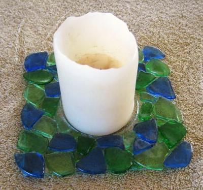 Beach Glass Candle Plate