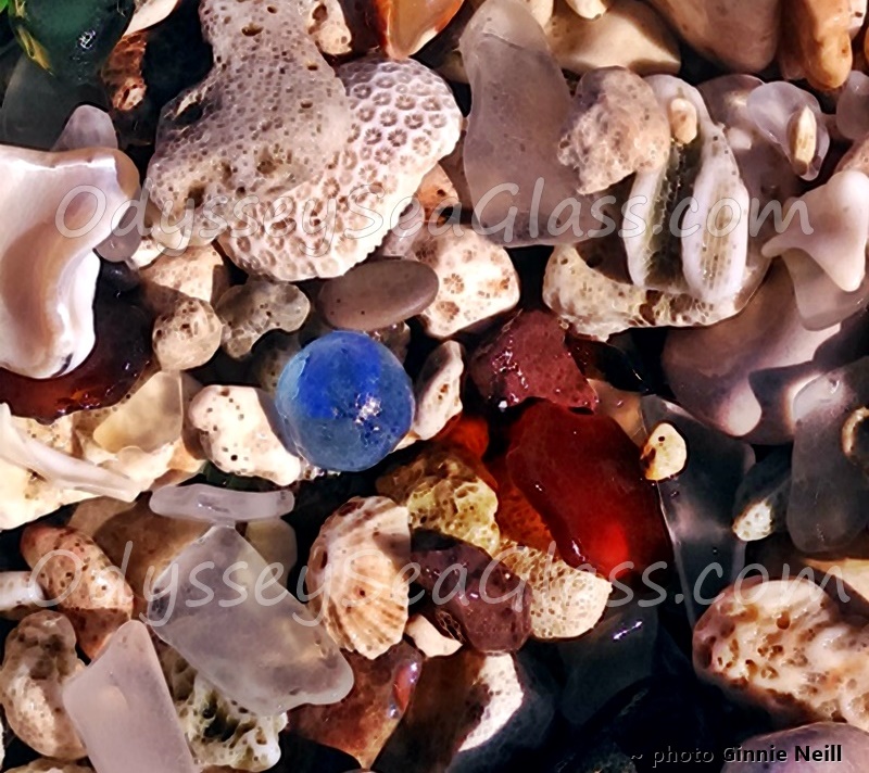 West Jamaica Glass Beach - blue marble Sea Glass