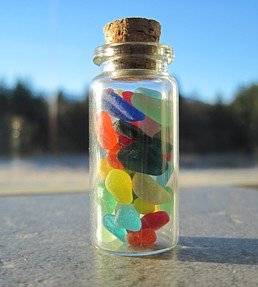 Tiny Bottles of Sea Glass Colors