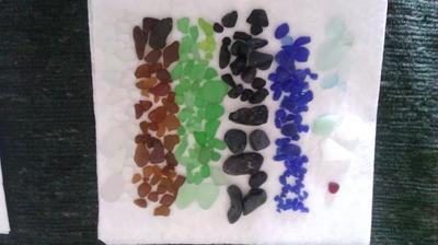 Rainbow of beach glass.