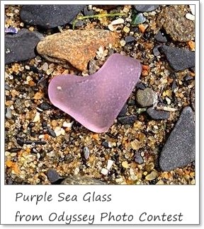 Sample of rare true purple sea glass