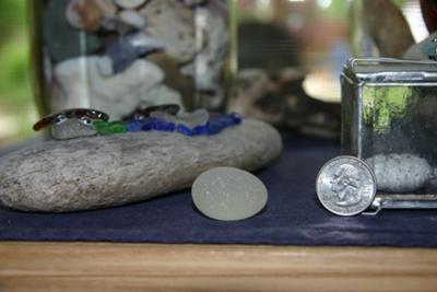 Egg-shaped chunk of white sea glass