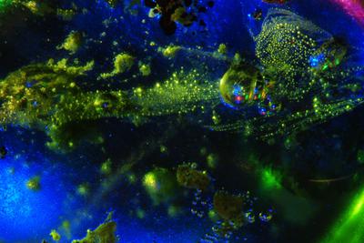 Inside of firemelt sea glass shot with a macro lens